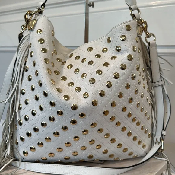 Rebecca Minkoff Bag Darren Leather Studded Fringe Satchel - Picture 4 of 17